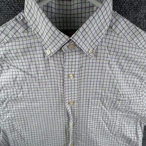 Vineyard Vines Button Up Cotton Classic Fit Murray Shirt Purple Check Small